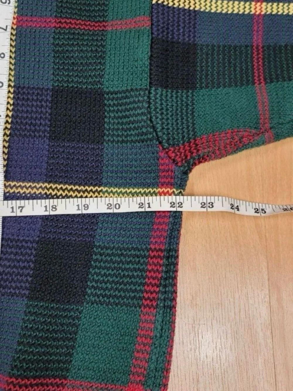 Tommy Hilfiger Green, Blue & Yellow Plaid Crewneck Sweater